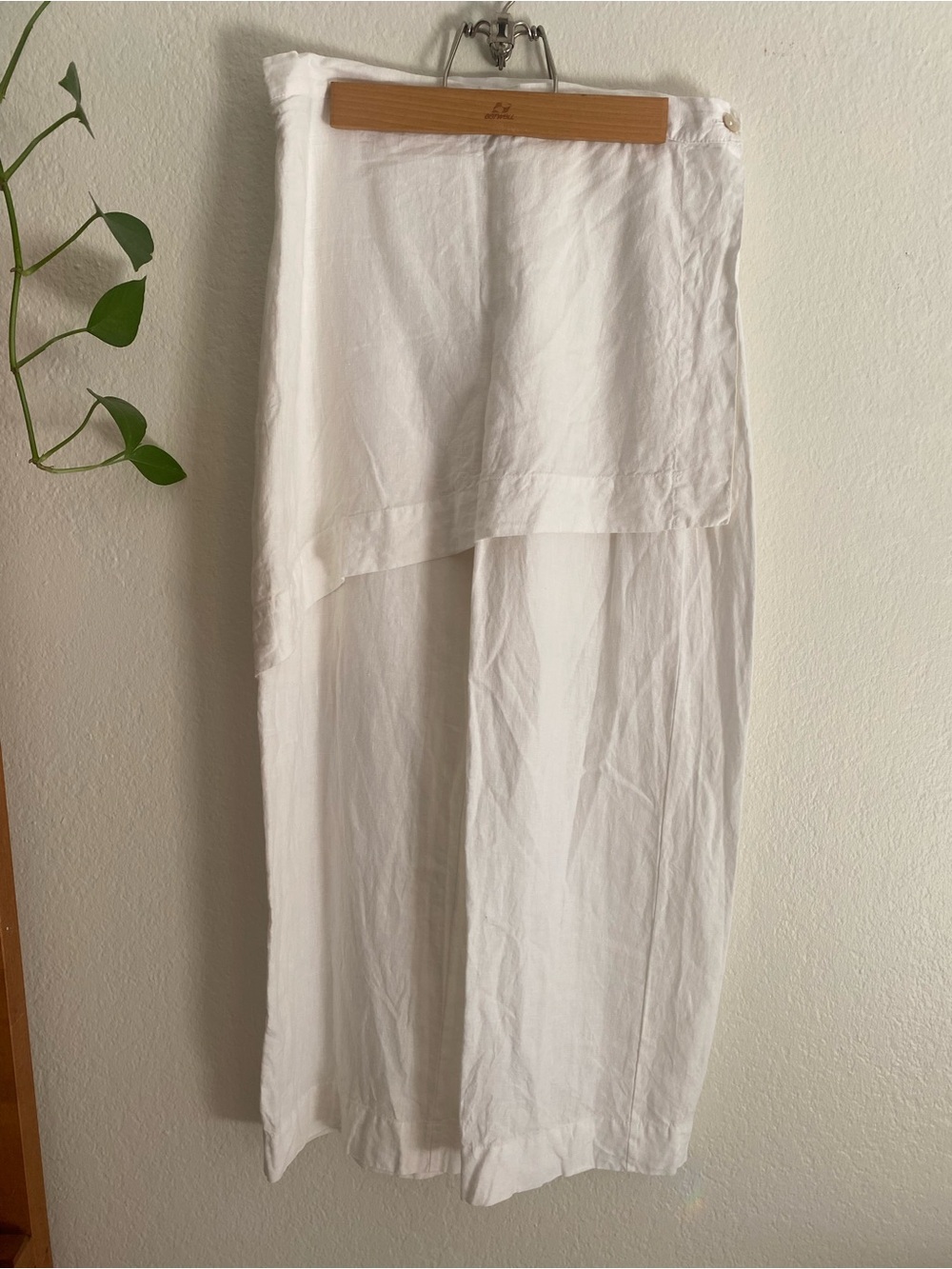 bryn Walker White Linen Wide Leg Pants with Wrap Skirt